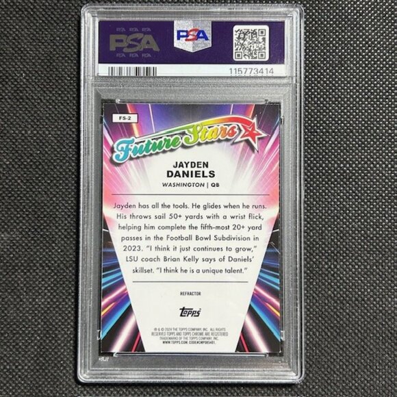 2024 Topps Chrome Future Stars Refractor Jayden Daniels Rookie PSA 9 MINT #FS-2 - Picture 2 of 2